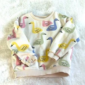 Zara | Toddler Girls Swan Fleece Pullover | 2-3T